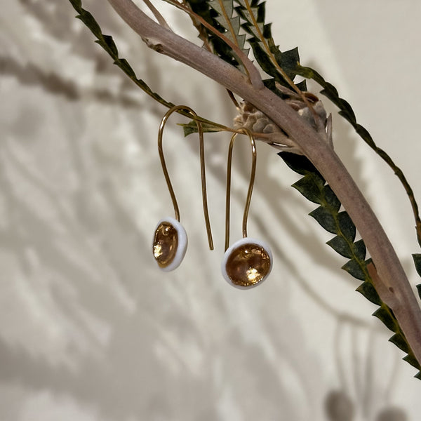 Extra Small Single Pod Earrings, white and gold