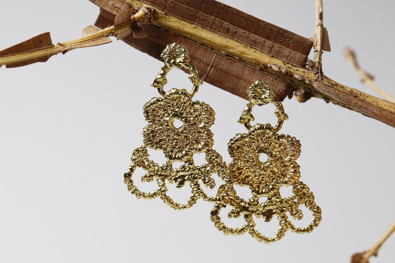 Gold Lace Bell Earring