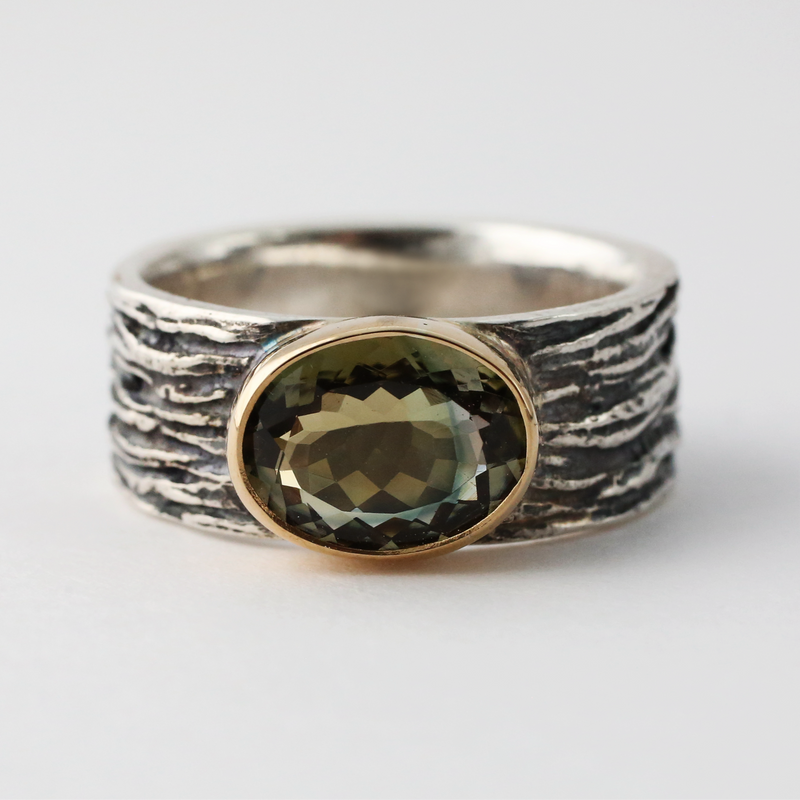 Pinion Band with Tourmaline Oval