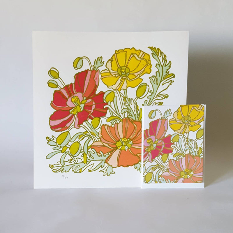 Icelandic Poppies Floral Blank Note Card / Fine Art Card