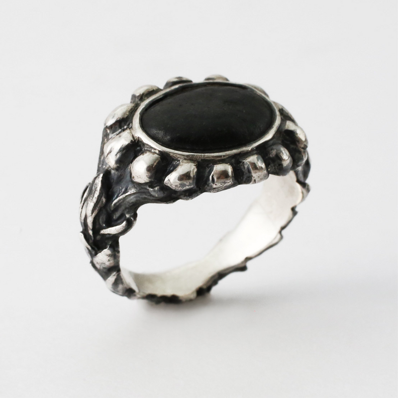 Black Beachstone Cedar Ring