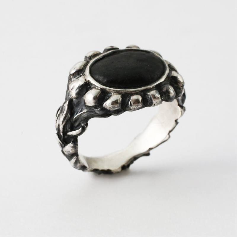 Black Beachstone Cedar Ring