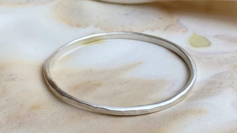 Carved Bangle in Sterling Silver