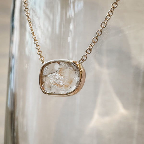 (Pair A)Amber Ocean Diamond Slice Necklace