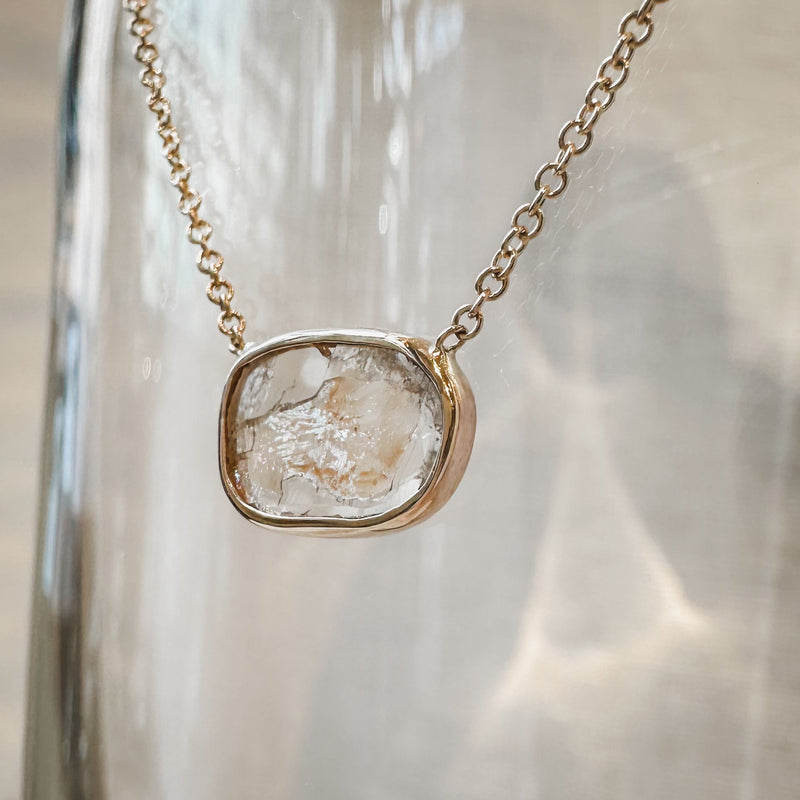 Amber Ocean Diamond Slice Necklace