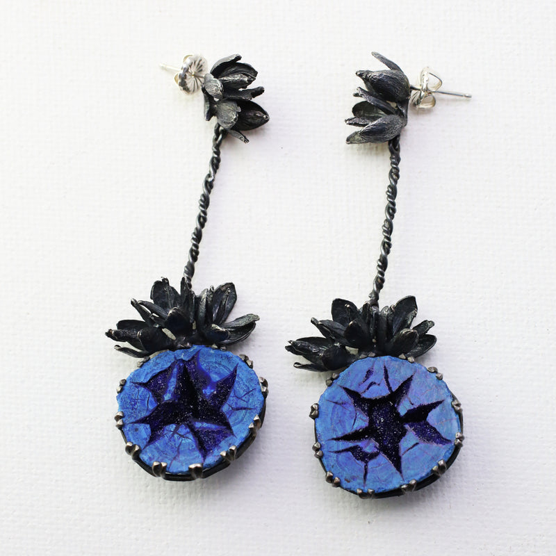 Azurite Geode Drop Earrings