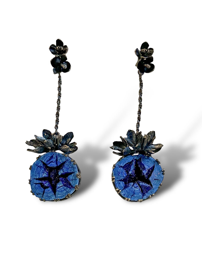 Azurite Geode Drop Earrings