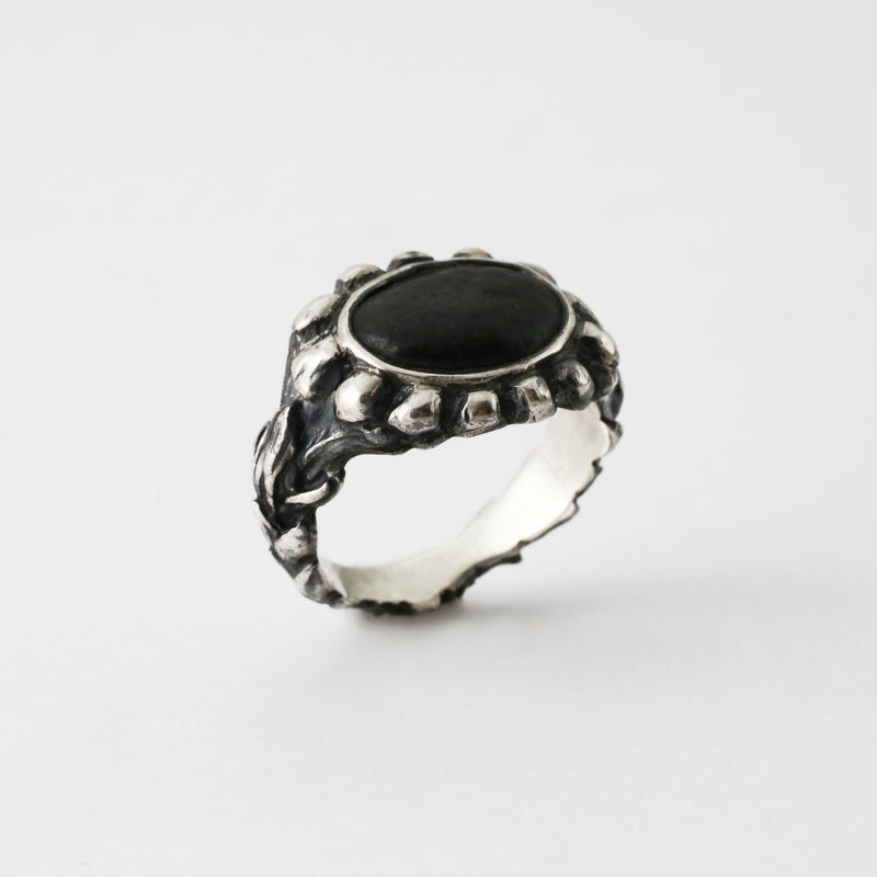 Black Beachstone Cedar Ring