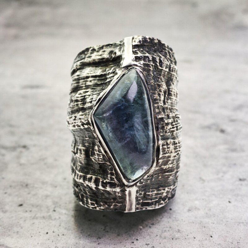 Blue Tourmaline Banana Armadillo Ring