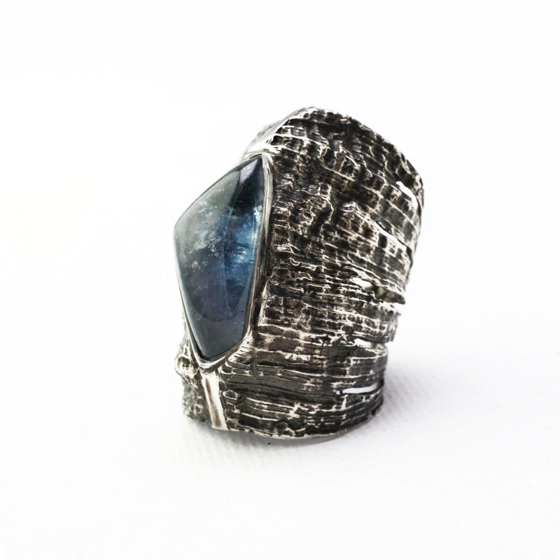 Blue Tourmaline Banana Armadillo Ring