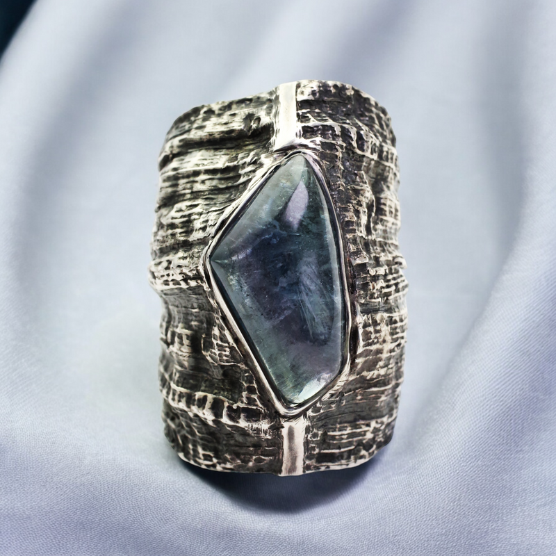 Blue Tourmaline Banana Armadillo Ring