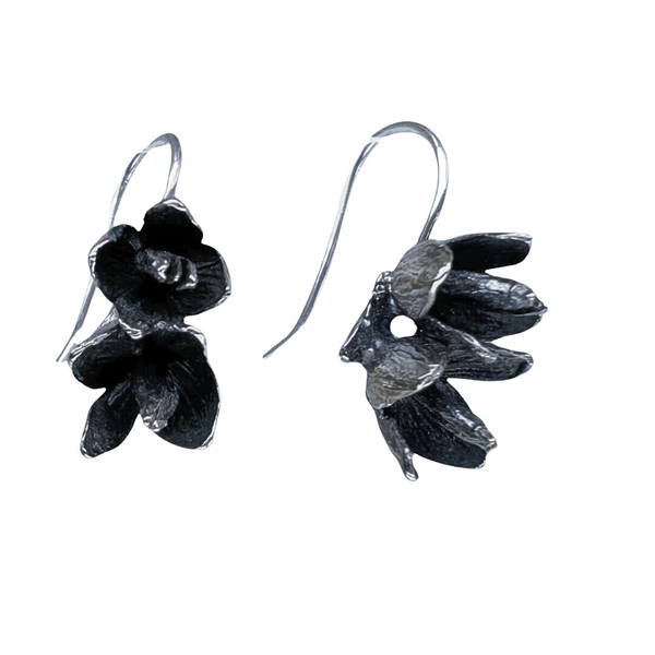 Patina Cedar Flowers Double French Hook Earrings