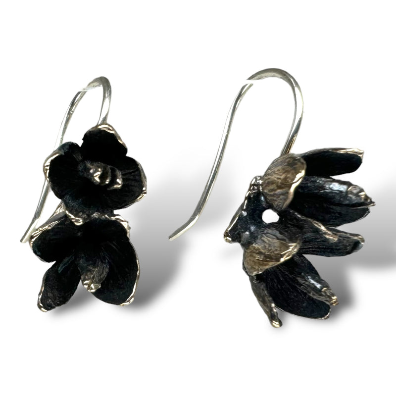 Warm Cedar Flowers Double French Hook Earrings