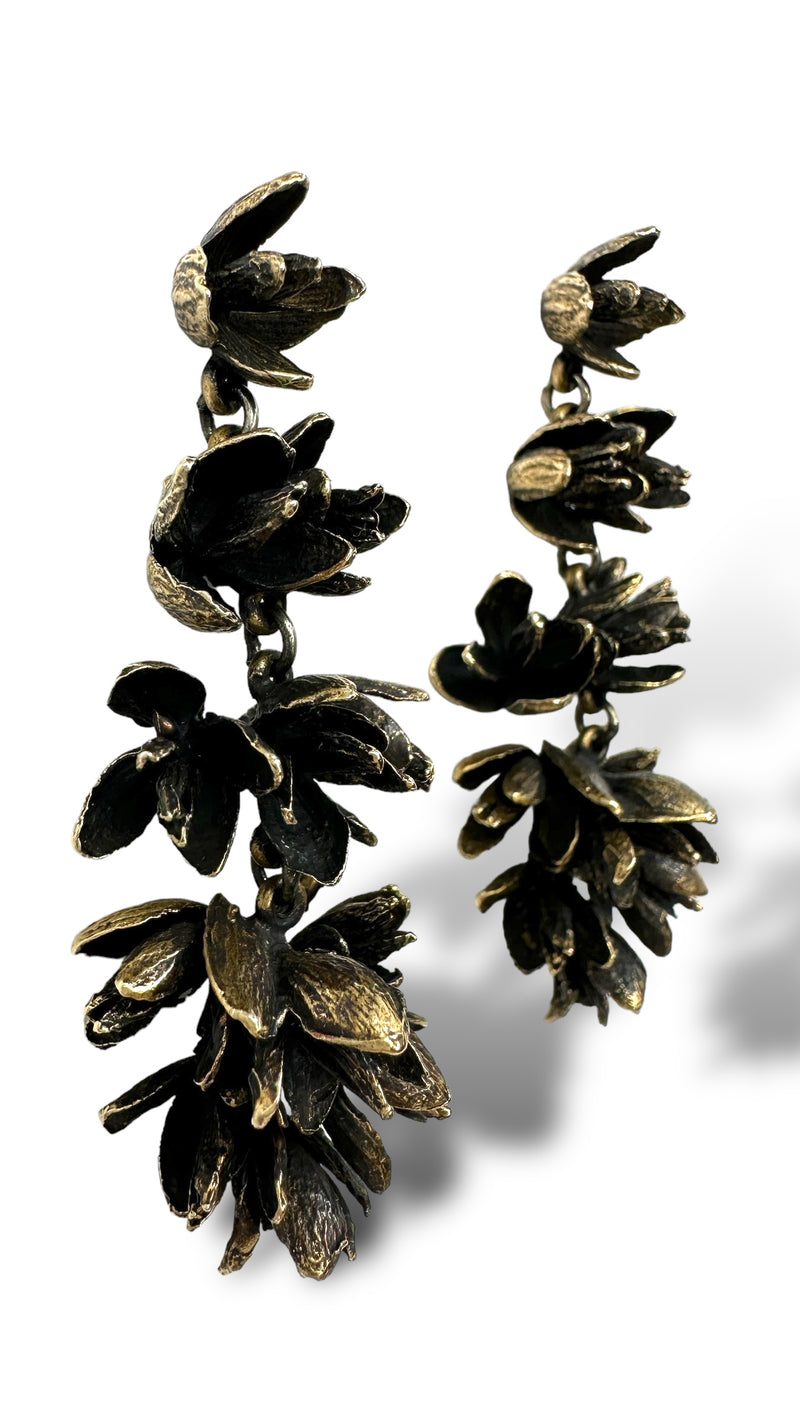 Warm Cedar Flowers Chandelier Earrings