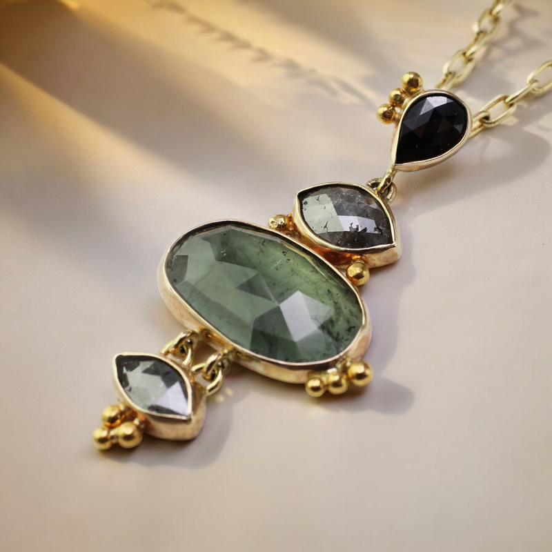 Cairns Tourmaline and Diamond Pendant