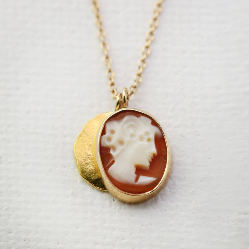 Cameo & Gold Grain Pendant