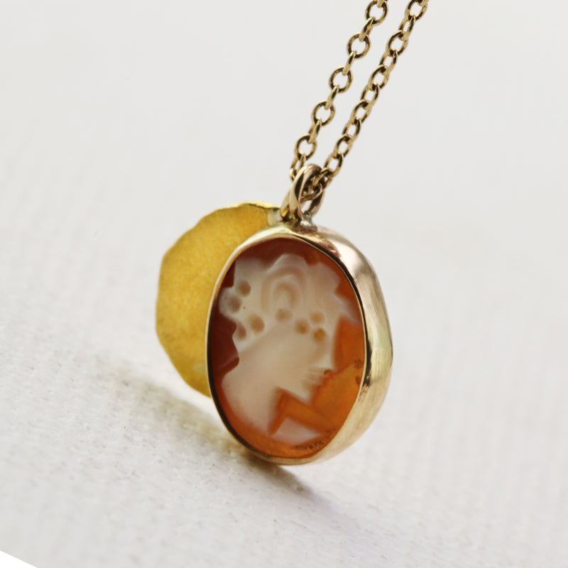 Cameo & Gold Grain Pendant