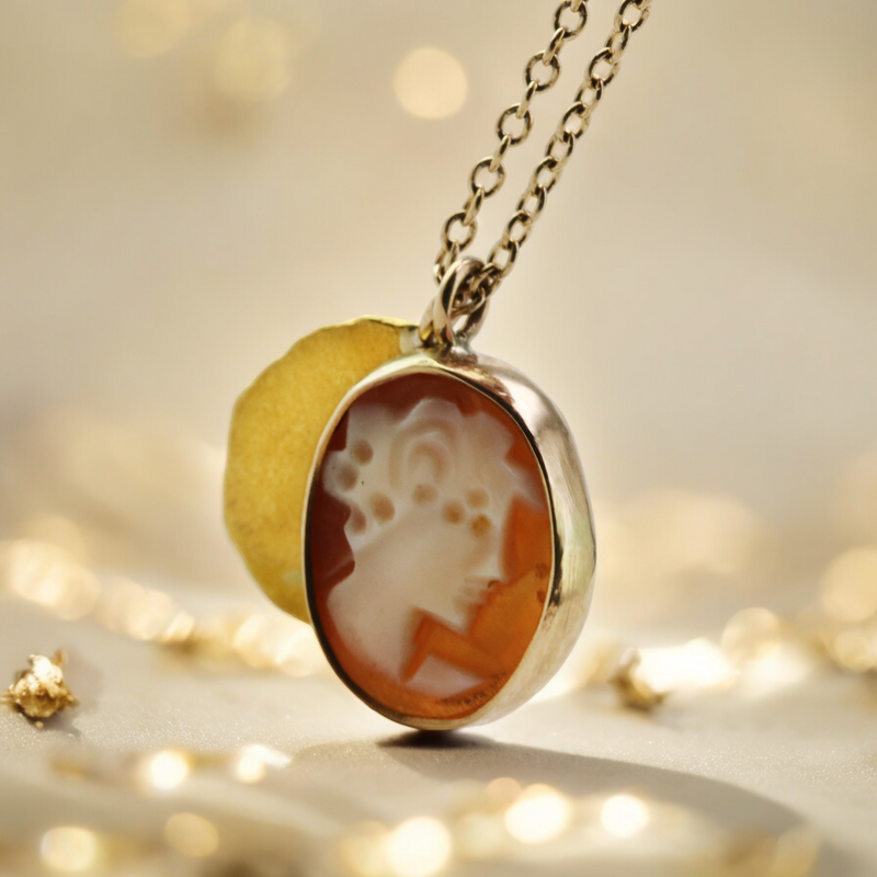 Cameo & Gold Grain Pendant