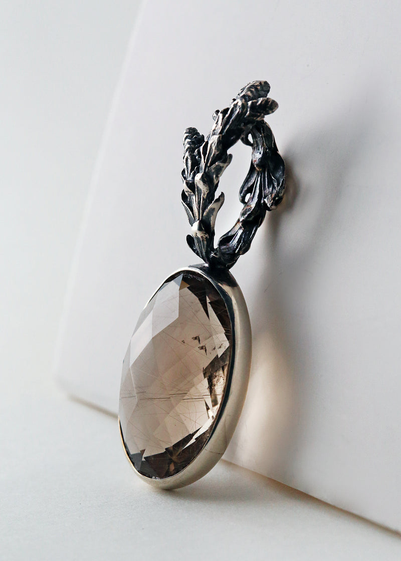 Cedar Topped Rutilated Quartz Pendant