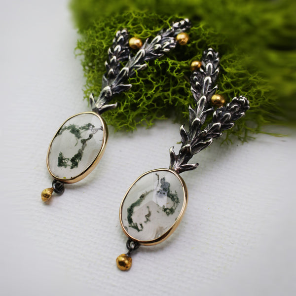 Cedar and Moss Agate with Drops of Gold