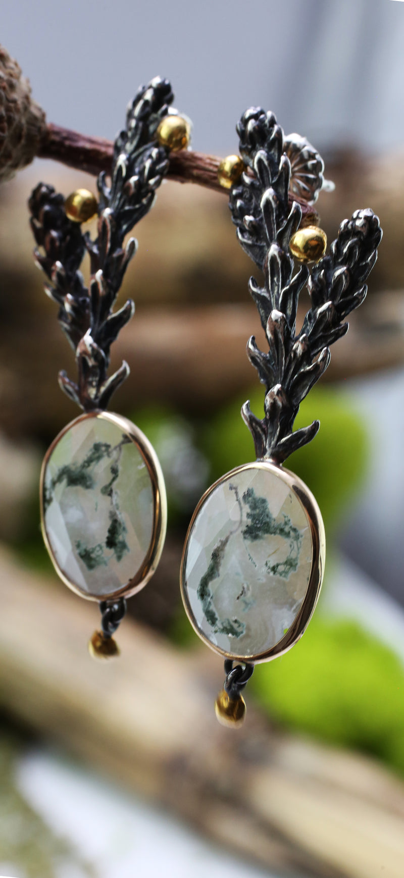 Cedar and Moss Agate with Drops of Gold