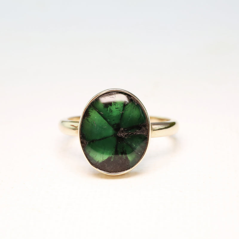 Classic Trapiche Emerald and Gold Ring