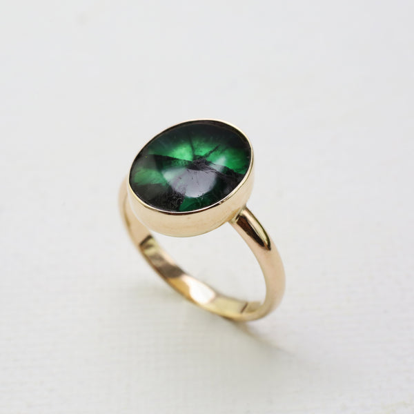 Classic Trapiche Emerald and Gold Ring