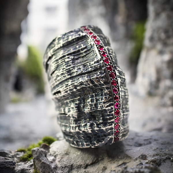 Ruby Banana Flower Armardillo Ring