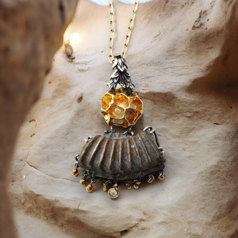 Deehorn Cedar, Sweetgum & Prehistoric Beach Find Pendant