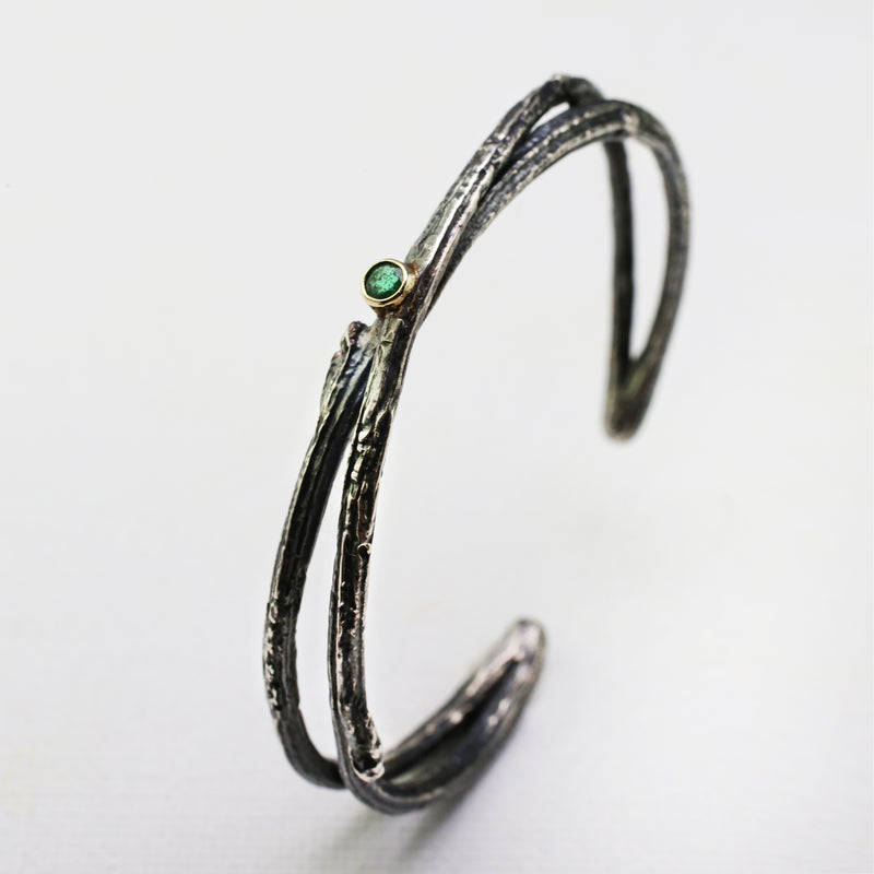 Emerald Peony Cuff Bracelet