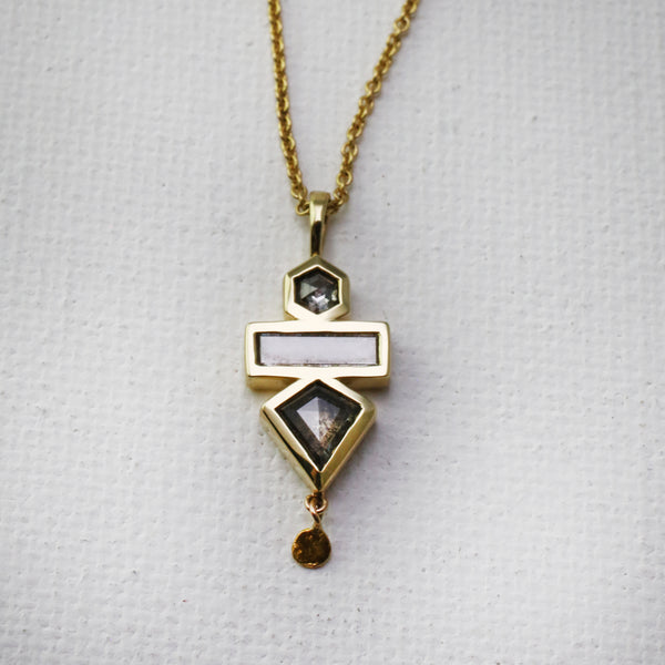 Gold Geomentric Diamond Pendant