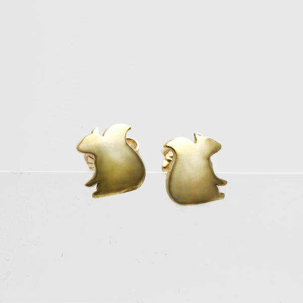 Gold Squirrel Stud Earrings