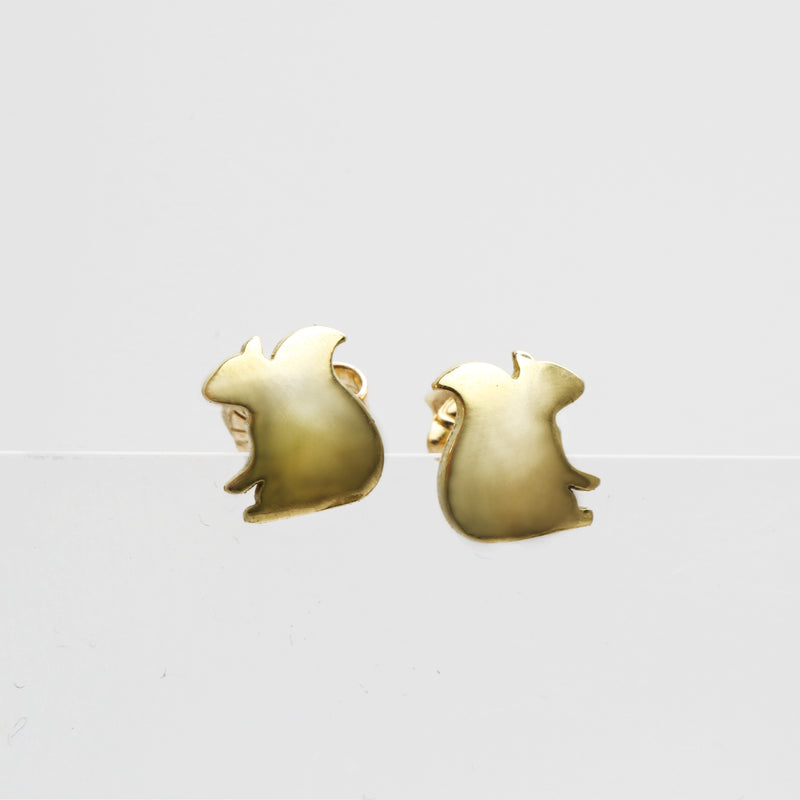 Gold Squirrel Stud Earrings