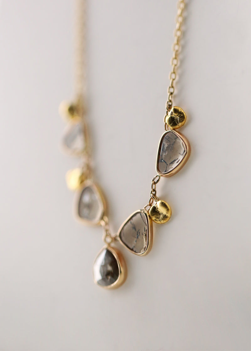 Golden Diamond Quint Necklace with Grains