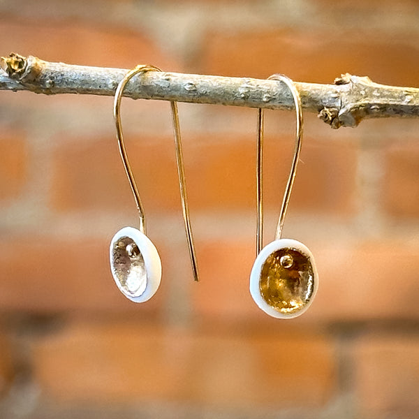 Extra Small Single Pod Earrings, white and gold