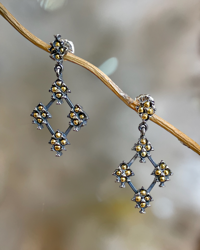 Pinecone Arrow Earrings with 24k Gold