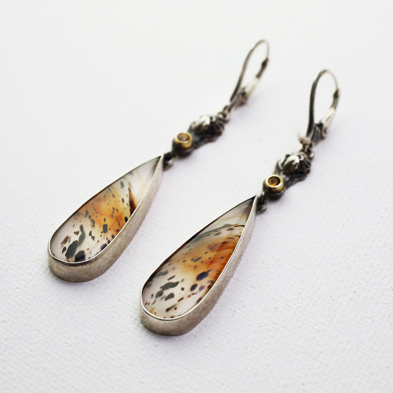 Montana Agate and Citrine Lever Back Earrings