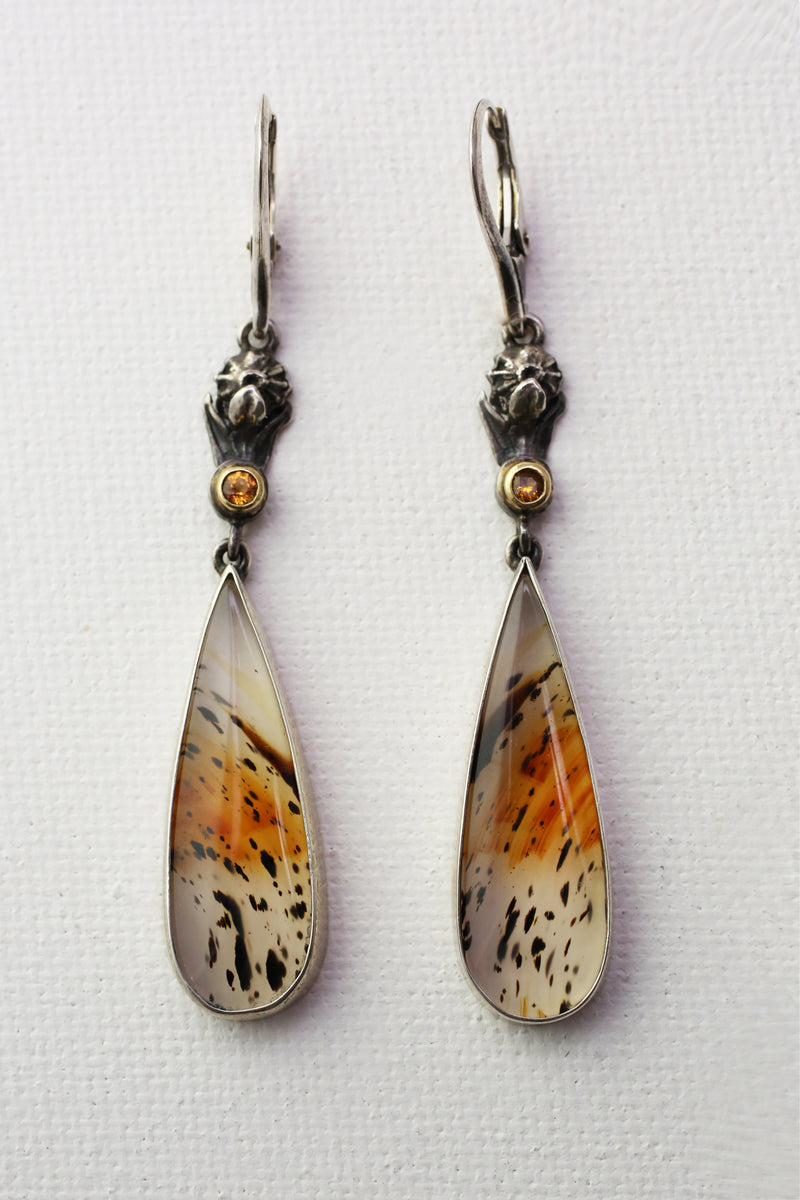 Montana Agate and Citrine Lever Back Earrings