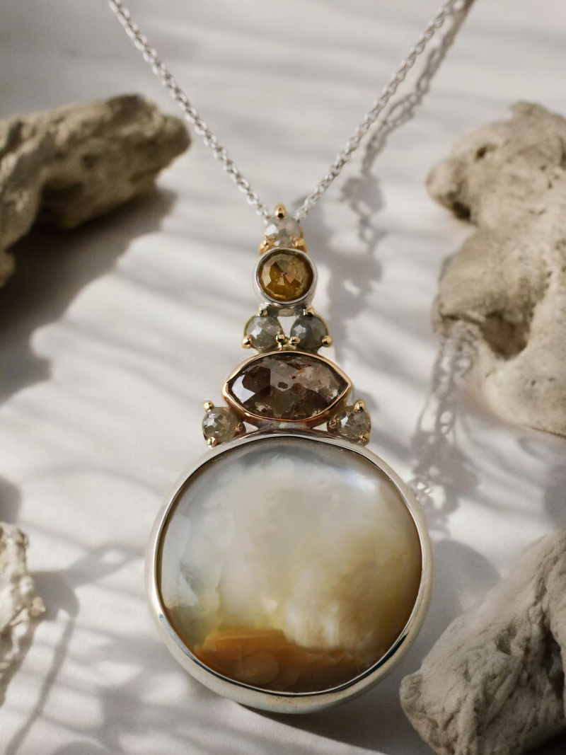 Mother of Pearl and Diamond Cairns Pendant