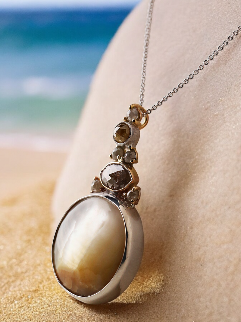 Mother of Pearl and Diamond Cairns Pendant