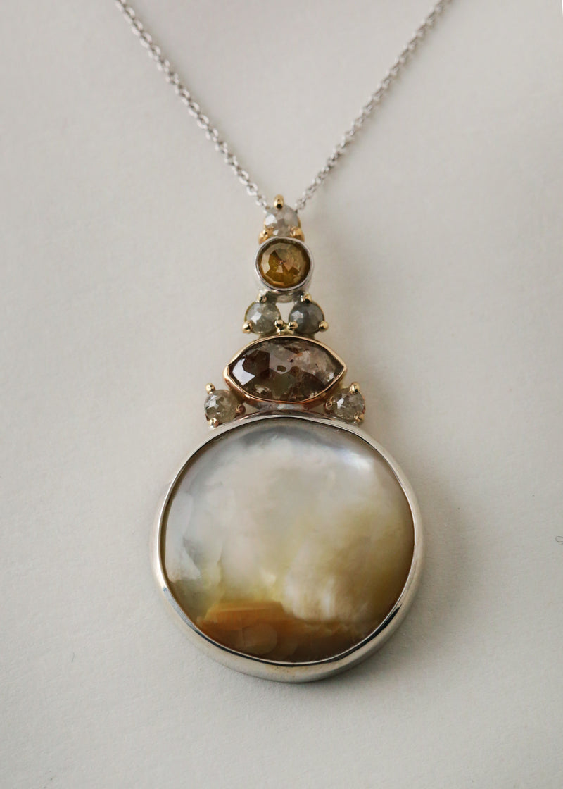 Mother of Pearl and Diamond Cairns Pendant