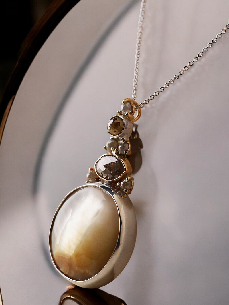 Mother of Pearl and Diamond Cairns Pendant