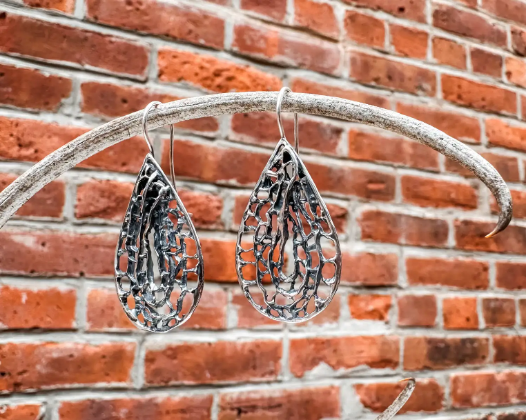 Patina Sea Fan Medium French Hook Earrings