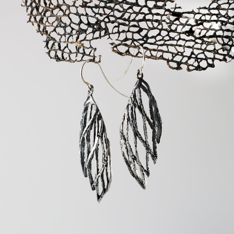 Patina Palm Small Wing French Hook Earrings