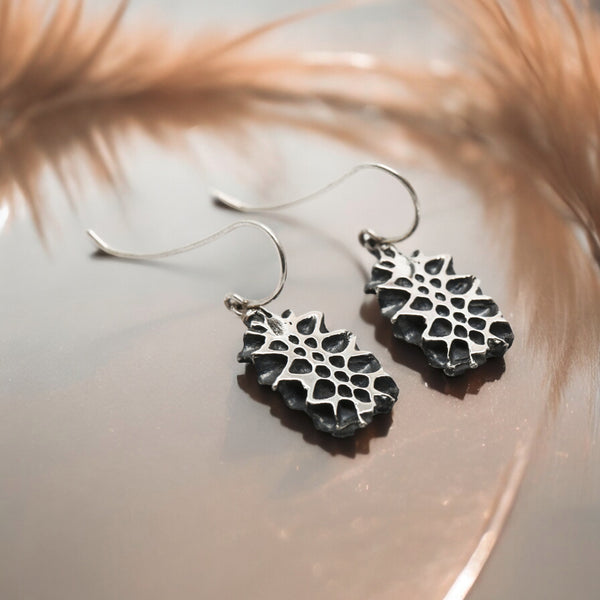 Patina Pinecone Slice French Hook Earrings