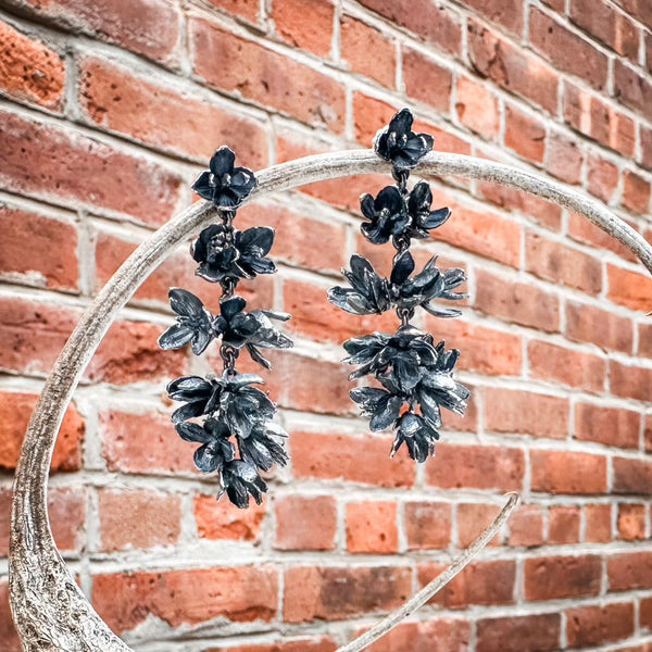 Patina Cedar Flowers Chandelier Earrings