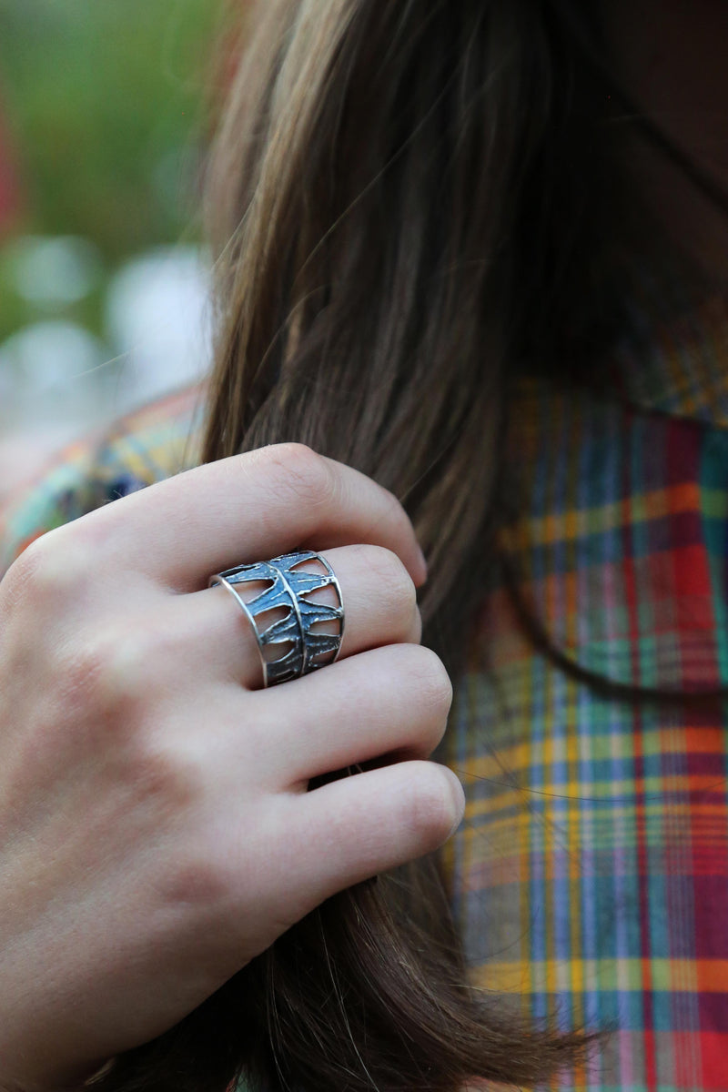 Patina Lopez Fern Wide Ring