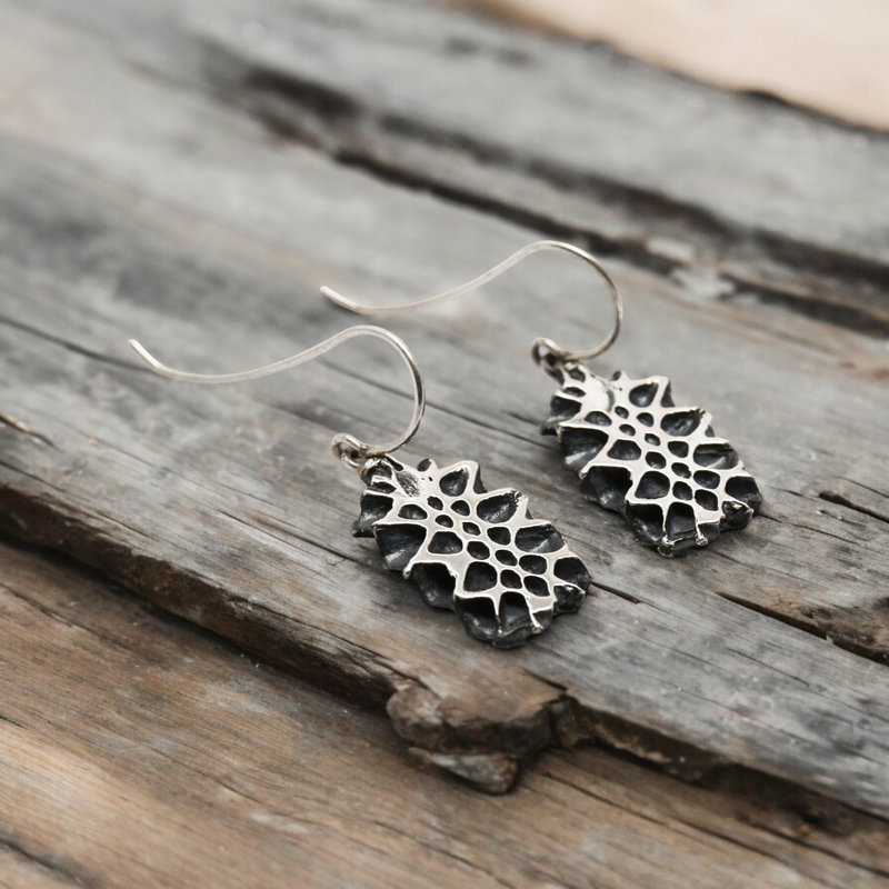 Patina Pinecone Slice French Hook Earrings