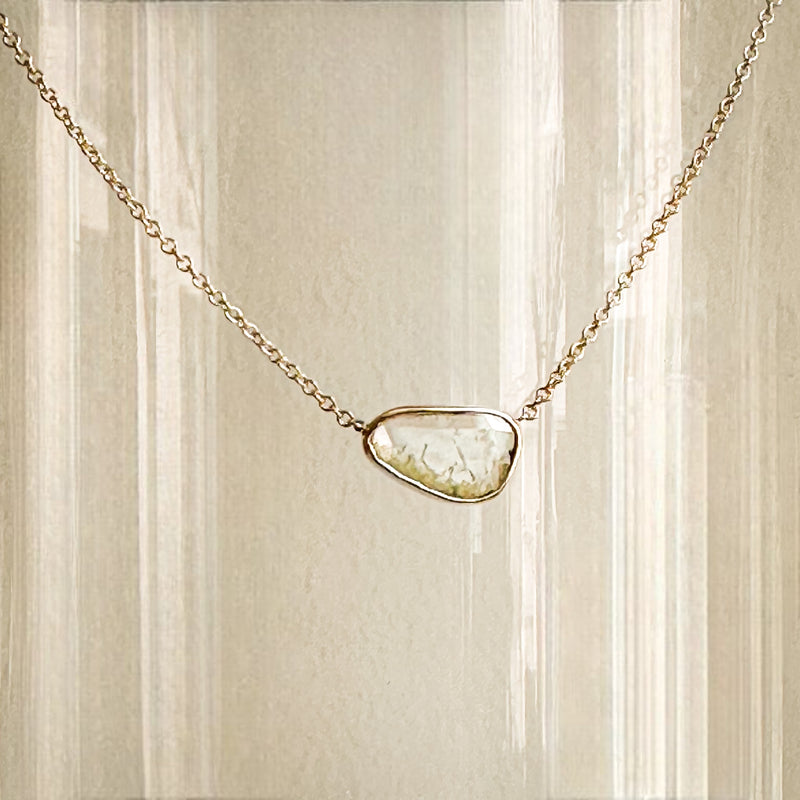 Soft Moss Diamond Slice Necklace