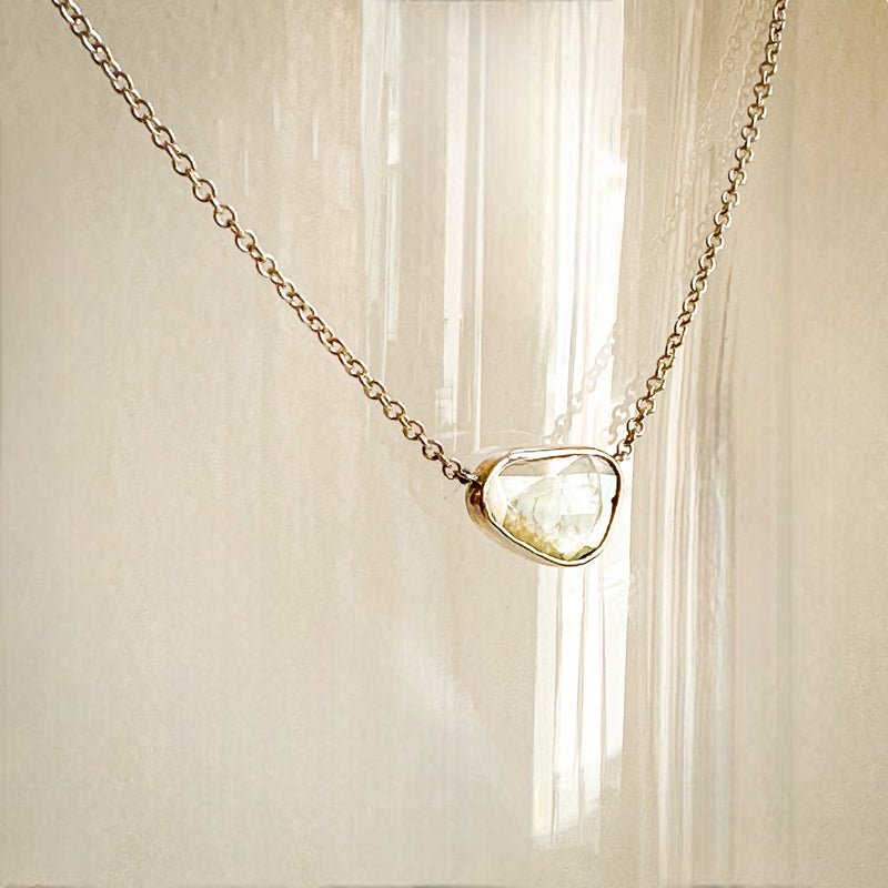 Soft Moss Diamond Slice Necklace